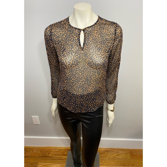 Banana Republic Knit Keyhole Animal Print Blouse - Picture 10 of 16